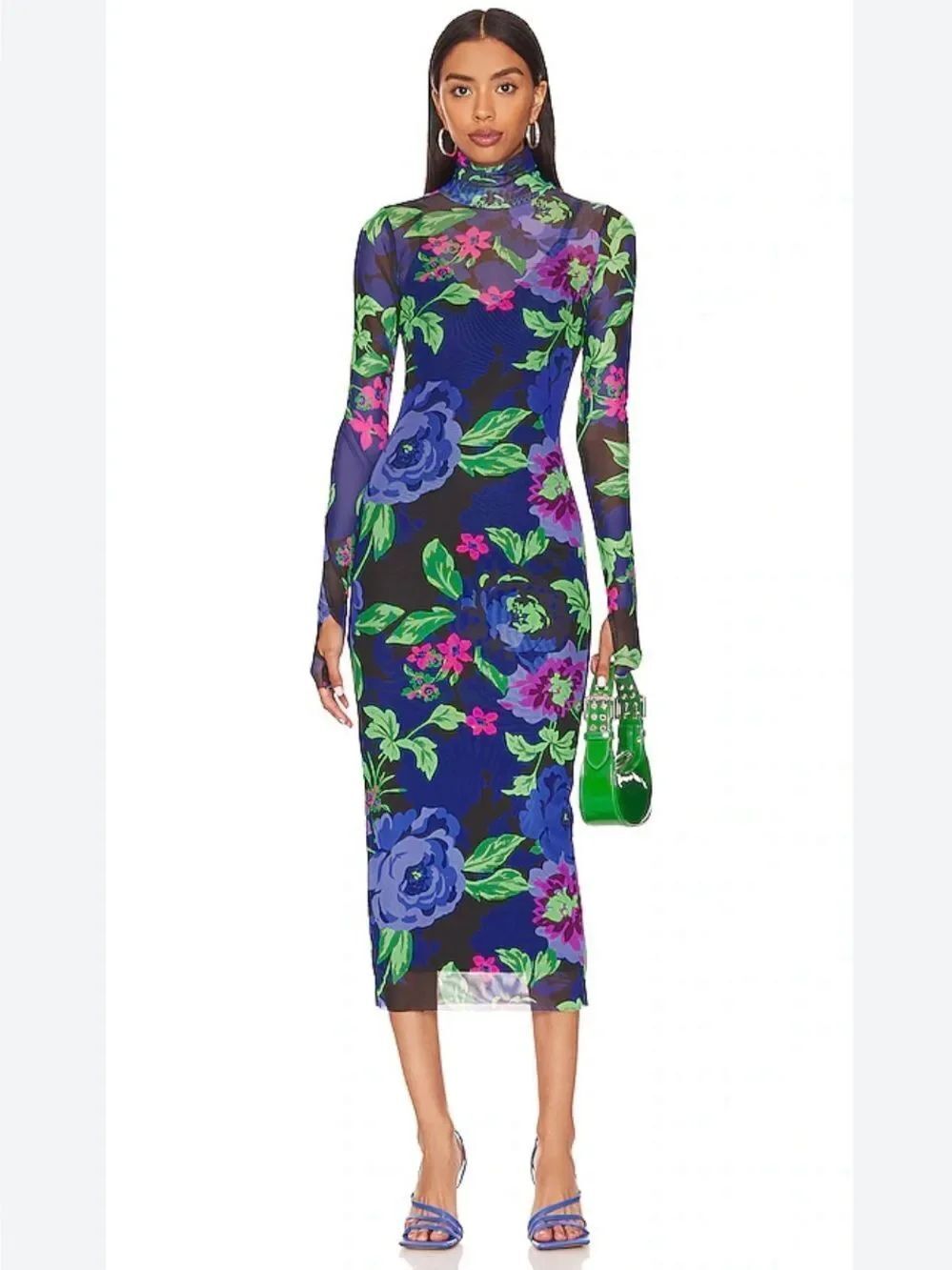 AFRM Midnight Bouquet Floral High Neck Mini Dress Cocktail Medium